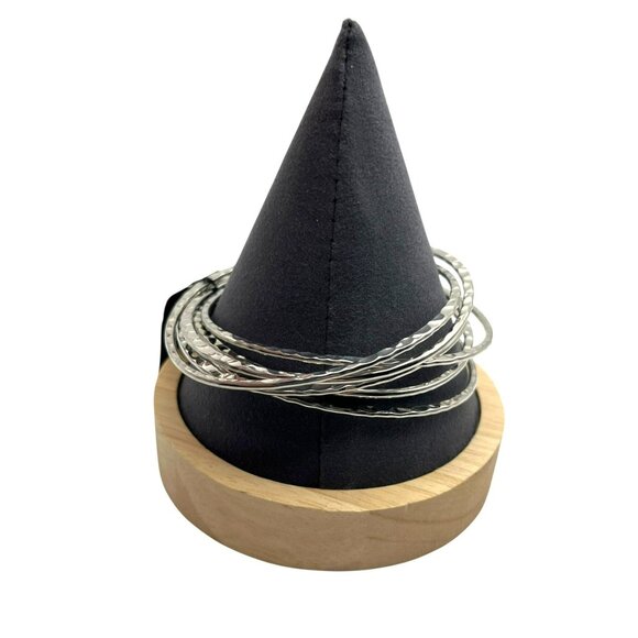 Vintage Cookie Lee Bangle‎ Bracelet Set Silver Toned Hammered Textured NEW - Picture 8 of 8